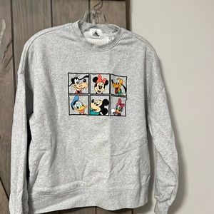 XS Disney Parks Mickey Donald Friends Gray Embroidered Sweatshirt 2023 Adult